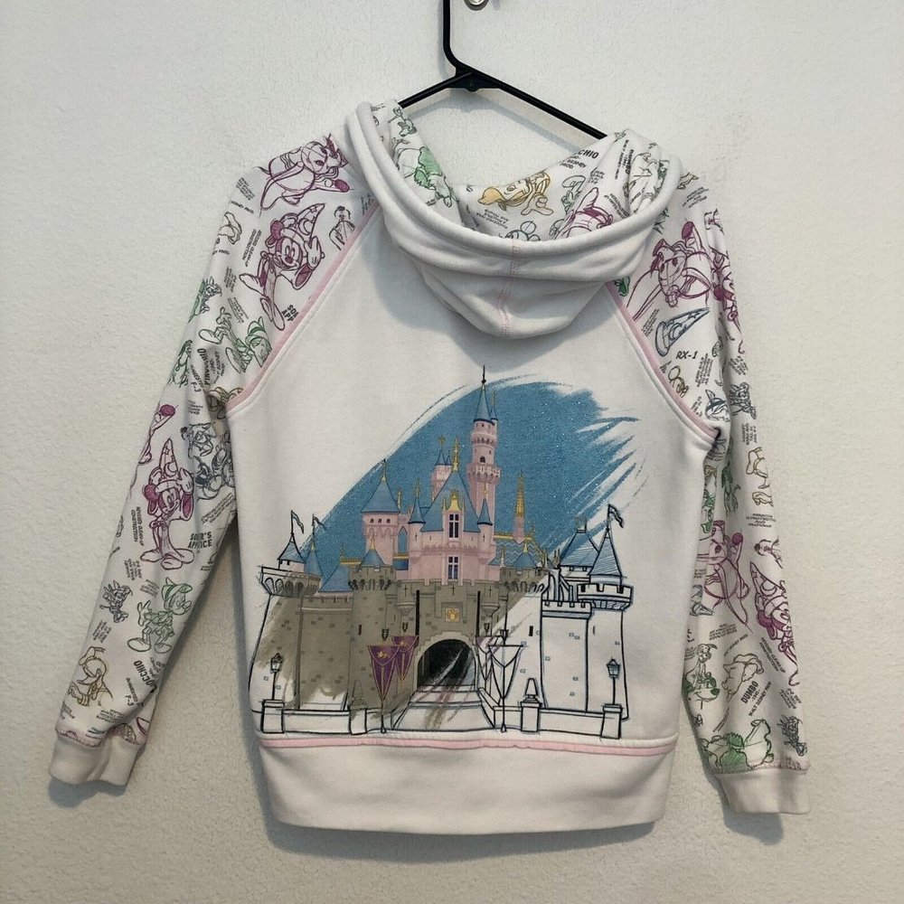 Disney Parks Ink And Paint Castle Animation Full Zip Hoodie Sweatshirt Women SM